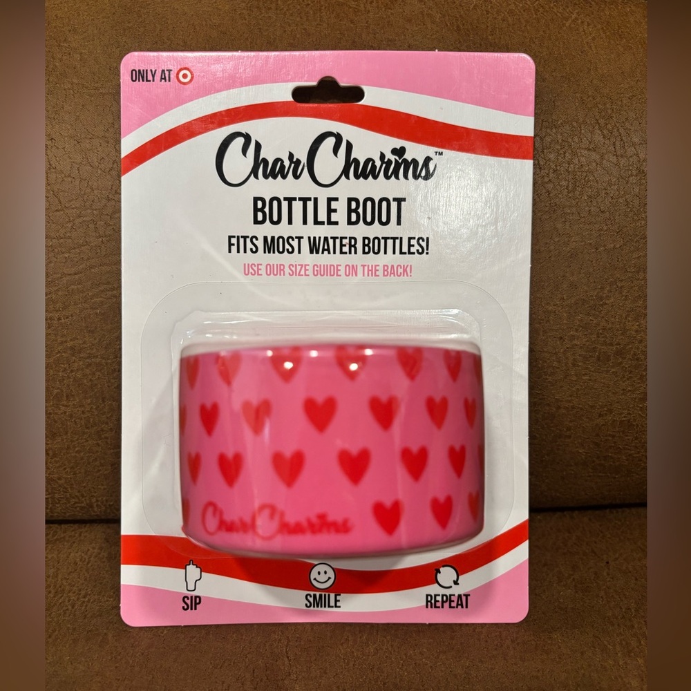 CharCharms Pink Bottle Boot with Red Hearts! Brand new in package, never opened!